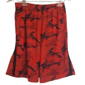 SPALDING Boys Camouflaged Shorts Red Black Size L 14/16